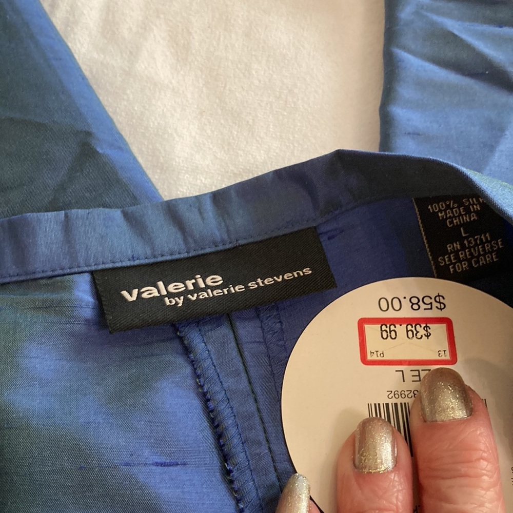 Valerie by Valerie Stevens 100% silk chameleon slacks size L - Picture 7 of 12